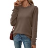 WIHOLL Sweaters for Women Lightweight Fall Tops Pullover Long Sleeve Shirts(Brown)
