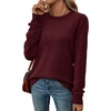 WIHOLL Sweaters for Women Lightweight Fall Tops Pullover Long Sleeve Shirts(Burgundy)
