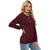 WIHOLL Sweaters for Women Lightweight Fall Tops Pullover Long Sleeve Shirts(Burgundy)