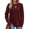 WIHOLL Sweaters for Women Lightweight Fall Tops Pullover Long Sleeve Shirts(Burgundy)