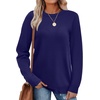 WIHOLL Sweaters for Women Lightweight Fall Tops Pullover Long Sleeve Shirts(Navy Blue)