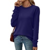 WIHOLL Sweaters for Women Lightweight Fall Tops Pullover Long Sleeve Shirts(Navy Blue)