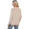 WIHOLL Sweaters for Women Lightweight Fall Tops Pullover Long Sleeve Shirts(S-apricot+white Striped)