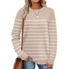 WIHOLL Sweaters for Women Lightweight Fall Tops Pullover Long Sleeve Shirts(S-apricot+white Striped)