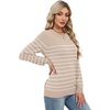 WIHOLL Sweaters for Women Lightweight Fall Tops Pullover Long Sleeve Shirts(S-apricot+white Striped)