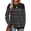 WIHOLL Sweaters for Women Lightweight Fall Tops Pullover Long Sleeve Shirts(S-black+white Striped)