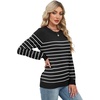 WIHOLL Sweaters for Women Lightweight Fall Tops Pullover Long Sleeve Shirts(S-black+white Striped)