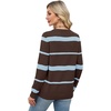 WIHOLL Sweaters for Women Lightweight Fall Tops Pullover Long Sleeve Shirts(S-chocolate Blue Striped)