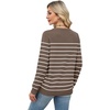 WIHOLL Sweaters for Women Lightweight Fall Tops Pullover Long Sleeve Shirts(S-chocolate Brown+white Striped)