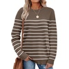 WIHOLL Sweaters for Women Lightweight Fall Tops Pullover Long Sleeve Shirts(S-chocolate Brown+white Striped)