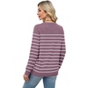 WIHOLL Sweaters for Women Lightweight Fall Tops Pullover Long Sleeve Shirts(S-grey Purple+white Striped)