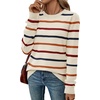 WIHOLL Sweaters for Women Lightweight Fall Tops Pullover Long Sleeve Shirts(S-rainbow Striped)