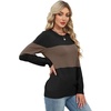 WIHOLL Sweaters for Women Lightweight Fall Tops Pullover Long Sleeve Shirts(T-black+chocolate Brown)