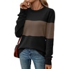 WIHOLL Sweaters for Women Lightweight Fall Tops Pullover Long Sleeve Shirts(T-black+chocolate Brown)