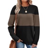 WIHOLL Sweaters for Women Lightweight Fall Tops Pullover Long Sleeve Shirts(T-black+chocolate Brown)