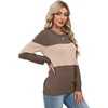 WIHOLL Sweaters for Women Lightweight Fall Tops Pullover Long Sleeve Shirts(T-chocolate Brown+apricot)