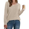 WIHOLL Sweaters for Women V Neck Casual Knit Long Sleeve Tops Lightweight Pullover Clothes Fall Fashion Outfits 2026(Apricot)