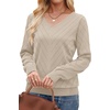 WIHOLL Sweaters for Women V Neck Casual Knit Long Sleeve Tops Lightweight Pullover Clothes Fall Fashion Outfits 2026(Apricot)