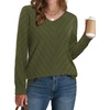 WIHOLL Sweaters for Women V Neck Casual Knit Long Sleeve Tops Lightweight Pullover Clothes Fall Fashion Outfits 2026(Army Green)