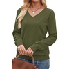 WIHOLL Sweaters for Women V Neck Casual Knit Long Sleeve Tops Lightweight Pullover Clothes Fall Fashion Outfits 2026(Army Green)
