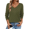 WIHOLL Sweaters for Women V Neck Casual Knit Long Sleeve Tops Lightweight Pullover Clothes Fall Fashion Outfits 2026(Army Green)