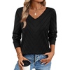 WIHOLL Sweaters for Women V Neck Casual Knit Long Sleeve Tops Lightweight Pullover Clothes Fall Fashion Outfits 2026(Black)