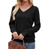 WIHOLL Sweaters for Women V Neck Casual Knit Long Sleeve Tops Lightweight Pullover Clothes Fall Fashion Outfits 2026(Black)