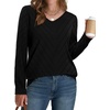 WIHOLL Sweaters for Women V Neck Casual Knit Long Sleeve Tops Lightweight Pullover Clothes Fall Fashion Outfits 2026(Black)