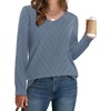 WIHOLL Sweaters for Women V Neck Casual Knit Long Sleeve Tops Lightweight Pullover Clothes Fall Fashion Outfits 2026(Blue Grey)