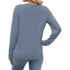 WIHOLL Sweaters for Women V Neck Casual Knit Long Sleeve Tops Lightweight Pullover Clothes Fall Fashion Outfits 2026(Blue Grey)