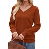 WIHOLL Sweaters for Women V Neck Casual Knit Long Sleeve Tops Lightweight Pullover Clothes Fall Fashion Outfits 2026(Caramel)
