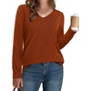 WIHOLL Sweaters for Women V Neck Casual Knit Long Sleeve Tops Lightweight Pullover Clothes Fall Fashion Outfits 2026(Caramel)