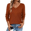WIHOLL Sweaters for Women V Neck Casual Knit Long Sleeve Tops Lightweight Pullover Clothes Fall Fashion Outfits 2026(Caramel)