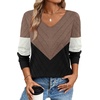 WIHOLL Sweaters for Women V Neck Casual Knit Long Sleeve Tops Lightweight Pullover Clothes Fall Fashion Outfits 2026(Coffee Black White)