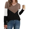WIHOLL Sweaters for Women V Neck Casual Knit Long Sleeve Tops Lightweight Pullover Clothes Fall Fashion Outfits 2026(Coffee Black White)