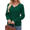 WIHOLL Sweaters for Women V Neck Casual Knit Long Sleeve Tops Lightweight Pullover Clothes Fall Fashion Outfits 2026(Green)
