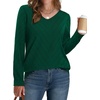 WIHOLL Sweaters for Women V Neck Casual Knit Long Sleeve Tops Lightweight Pullover Clothes Fall Fashion Outfits 2026(Green)