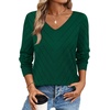 WIHOLL Sweaters for Women V Neck Casual Knit Long Sleeve Tops Lightweight Pullover Clothes Fall Fashion Outfits 2026(Green)