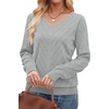 WIHOLL Sweaters for Women V Neck Casual Knit Long Sleeve Tops Lightweight Pullover Clothes Fall Fashion Outfits 2026(Grey)
