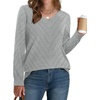 WIHOLL Sweaters for Women V Neck Casual Knit Long Sleeve Tops Lightweight Pullover Clothes Fall Fashion Outfits 2026(Grey)
