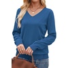 WIHOLL Sweaters for Women V Neck Casual Knit Long Sleeve Tops Lightweight Pullover Clothes Fall Fashion Outfits 2026(Grey Blue)