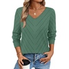 WIHOLL Sweaters for Women V Neck Casual Knit Long Sleeve Tops Lightweight Pullover Clothes Fall Fashion Outfits 2026(Grey Green)