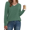 WIHOLL Sweaters for Women V Neck Casual Knit Long Sleeve Tops Lightweight Pullover Clothes Fall Fashion Outfits 2026(Grey Green)