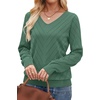 WIHOLL Sweaters for Women V Neck Casual Knit Long Sleeve Tops Lightweight Pullover Clothes Fall Fashion Outfits 2026(Grey Green)