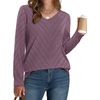 WIHOLL Sweaters for Women V Neck Casual Knit Long Sleeve Tops Lightweight Pullover Clothes Fall Fashion Outfits 2026(Grey Purple)