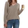 WIHOLL Sweaters for Women V Neck Casual Knit Long Sleeve Tops Lightweight Pullover Clothes Fall Fashion Outfits 2026(Khaki)