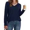WIHOLL Sweaters for Women V Neck Casual Knit Long Sleeve Tops Lightweight Pullover Clothes Fall Fashion Outfits 2026(Navy)