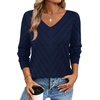 WIHOLL Sweaters for Women V Neck Casual Knit Long Sleeve Tops Lightweight Pullover Clothes Fall Fashion Outfits 2026(Navy)