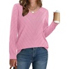 WIHOLL Sweaters for Women V Neck Casual Knit Long Sleeve Tops Lightweight Pullover Clothes Fall Fashion Outfits 2026(Pink)