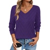 WIHOLL Sweaters for Women V Neck Casual Knit Long Sleeve Tops Lightweight Pullover Clothes Fall Fashion Outfits 2026(Purple)